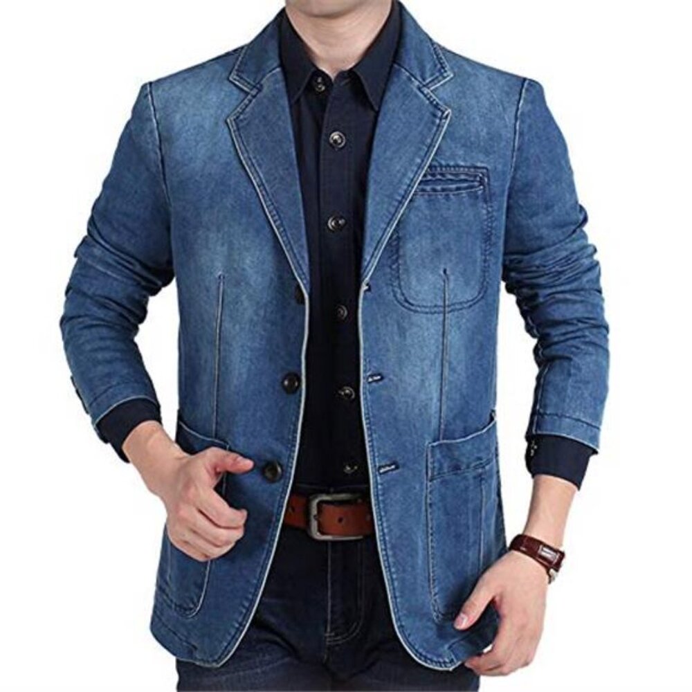 Men's Casual 2 Buttons Slim Fit Jacket Lightweight Formal Blazer Sport Coat